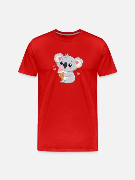 Pastell-Gourmet-Koala mit Eis - Männer Premium Bio T-Shirt - Rot