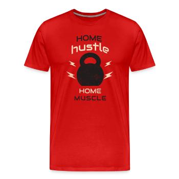 Home Hustle Home Muscle T-shirt - Männer Premium Bio T-Shirt - Rot - Vorne - Damien (186cm)