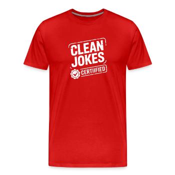 Clean Jokes a certifié les fans d’humour - T-shirt bio Premium Homme - rouge - Devant - Damien (186cm)