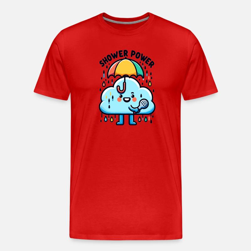 Regenkraft Wolkenlied mit Mikro - Männer Premium Bio T-Shirt - Rot