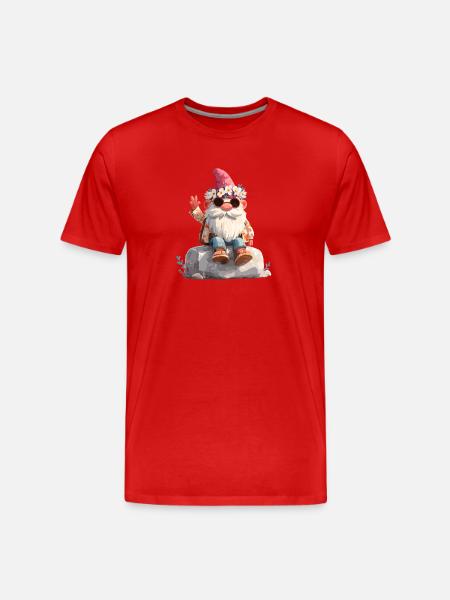 Summer gnome with flower wreath - Men's Premium Organic T-Shirt - red