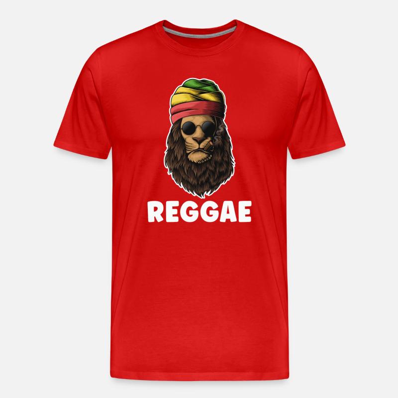 Rastafari Reggae Lion - Männer Premium Bio T-Shirt - Rot