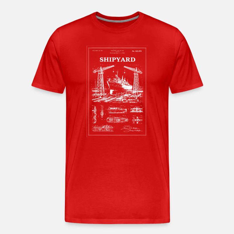 Werftkräne & Schiffe - Männer Premium Bio T-Shirt - Rot