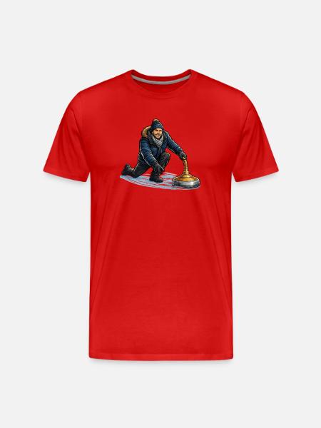 Puissance du curling d’hiver - T-shirt bio Premium Homme - rouge