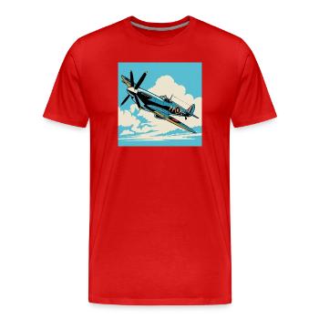 Vintage Prop Airshow Pop Art - Männer Premium Bio T-Shirt - Rot - Vorne - Damien (186cm)