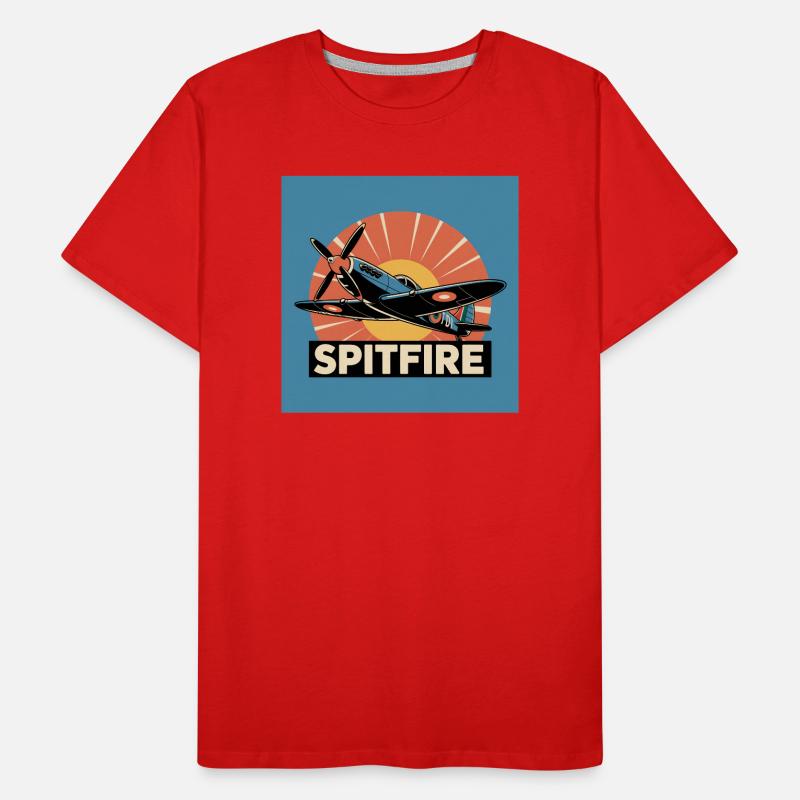 Spitfire Rétro Aviation Imprimé T-shirt bio Premium Homme