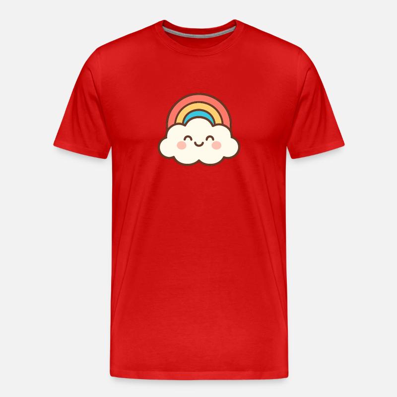 Cloud Smile Regenbogen - Männer Premium Bio T-Shirt - Rot