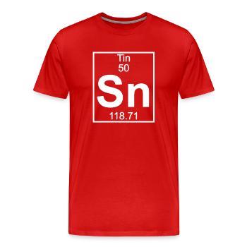 Tableau périodique de la chimie SN - T-shirt bio Premium Homme - rouge - Devant - Damien (186cm)
