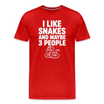 I Like Snakes and Maybe 3 People - Men's Premium Organic T-Shirt - red - Front - Damien (186cm)