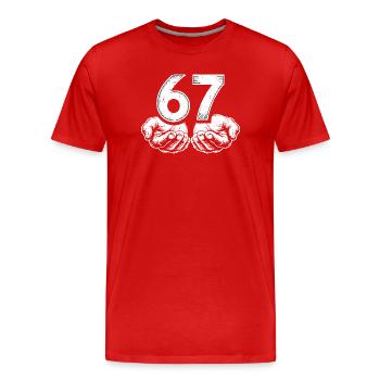 Six Seven Gen Z - Men's Premium Organic T-Shirt - red - Front - Damien (186cm)