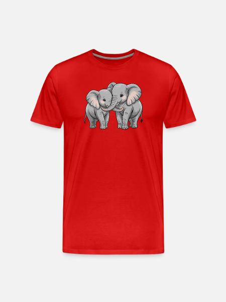 Couple d’éléphants pour la Saint-Valentin - T-shirt bio Premium Homme - rouge