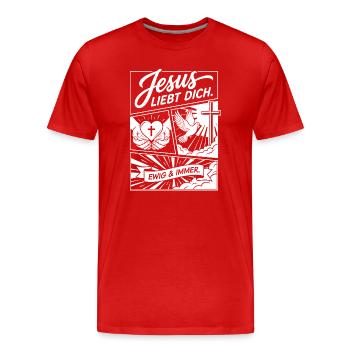 Collage Jésus t’aime - T-shirt bio Premium Homme - rouge - Devant - Damien (186cm)