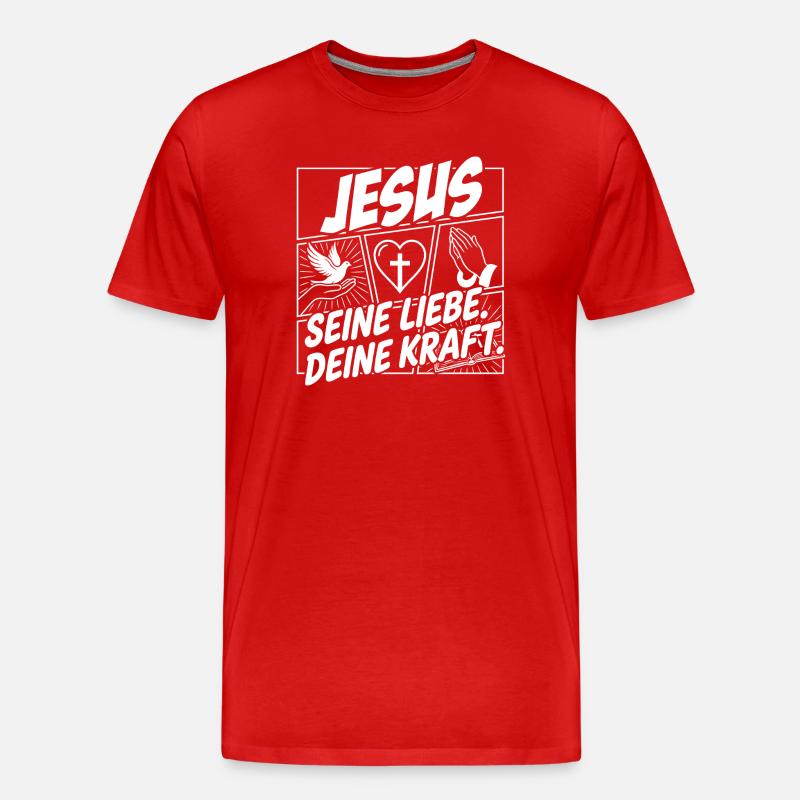 Jesus Liebe Kraft Motiv - Männer Premium Bio T-Shirt - Rot