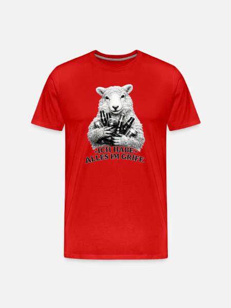 Schaf mit Bierdosen Spruch - Männer Premium Bio T-Shirt - Rot