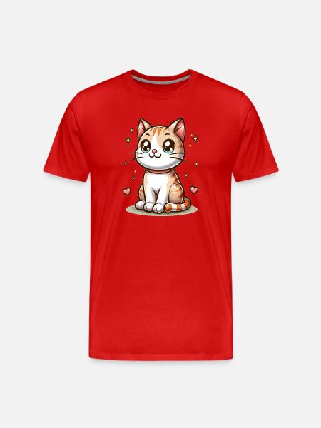 Samtpfoten Sternenglanz-Kätzchen - Männer Premium Bio T-Shirt - Rot