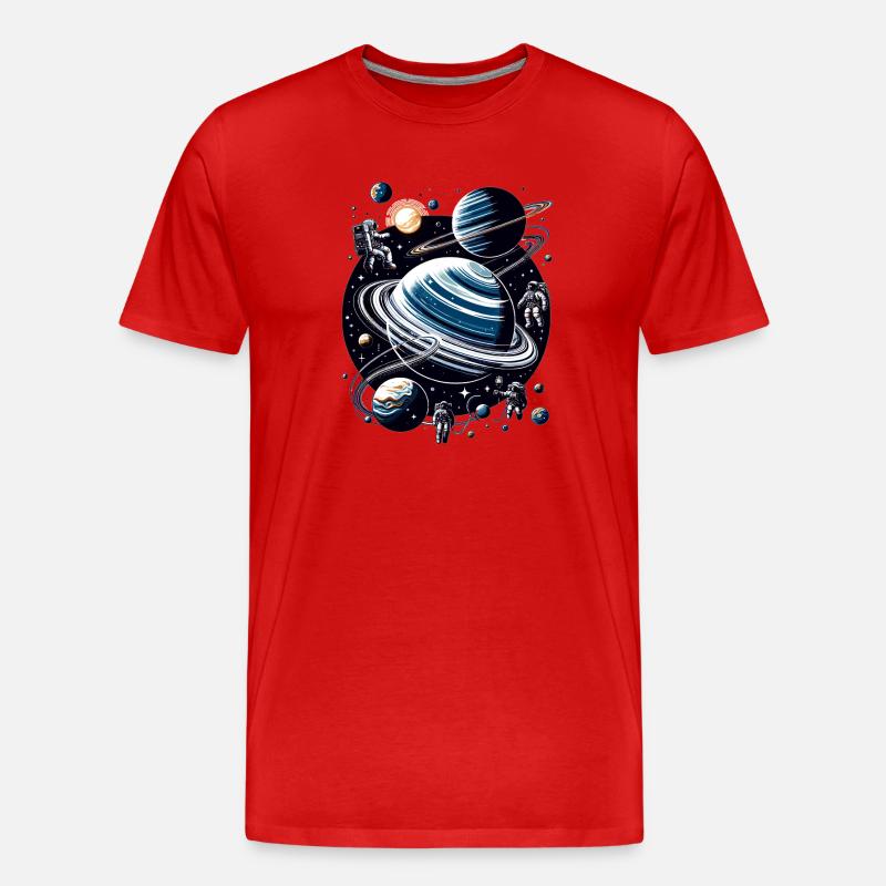 Ringplaneten Orbit: Astronauten - Männer Premium Bio T-Shirt - Rot