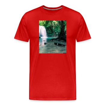 Cascade verte dans la forêt - T-shirt bio Premium Homme - rouge - Devant - Damien (186cm)
