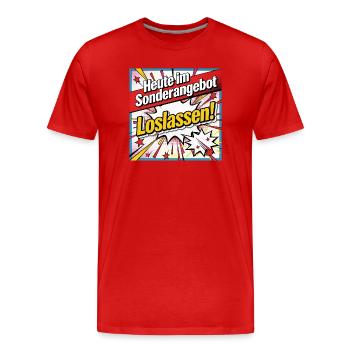 Loslassen - Männer Premium Bio T-Shirt - Rot - Vorne - Damien (186cm)