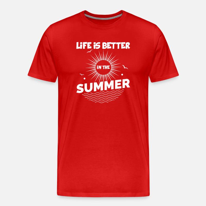 Leben Besser Im Sommer - Männer Premium Bio T-Shirt - Rot