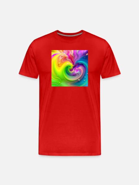 Farbwirbel Neon Regenbogen - Männer Premium Bio T-Shirt - Rot