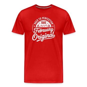 février 1989 – Légende des sommets et montagnes - T-shirt bio Premium Homme - rouge - Devant - Damien (186cm)