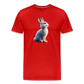 Mountain Rabbit Arctic Hare Albino Rabbit White Rabbit - Men's Premium Organic T-Shirt - red - Front - Damien (186cm)