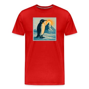 Penguin Sonnenaufgang über Eisbergen - Männer Premium Bio T-Shirt - Rot - Vorne - Damien (186cm)