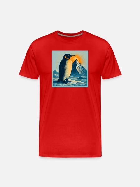 Polar beach penguin at sunrise - Men's Premium Organic T-Shirt - red