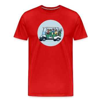 Troupe de golf en voiturette de golf - T-shirt bio Premium Homme - rouge - Devant - Damien (186cm)