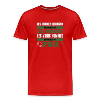 Supporter Rugby Pau Humour - T-shirt bio Premium Homme - rouge - Devant - Damien (186cm)