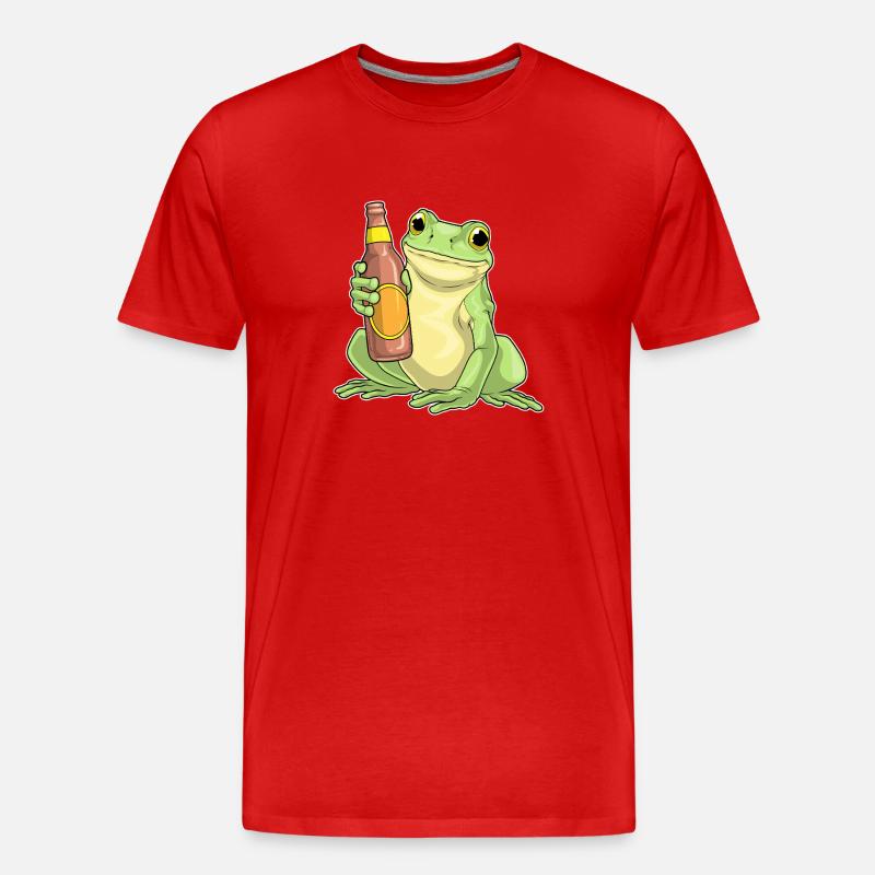 Frosch Flasche Bier - Männer Premium Bio T-Shirt - Rot