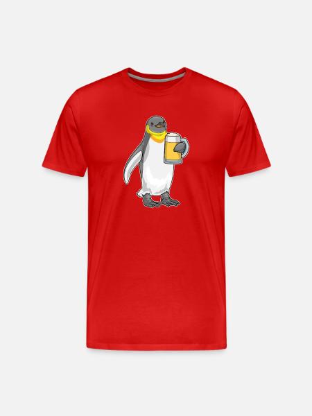 Pinguin Bier - Männer Premium Bio T-Shirt - Rot
