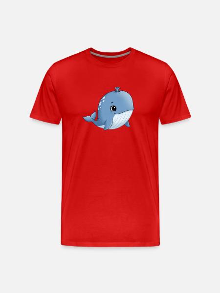 Blue cartoon whale with smile - Men's Premium Organic T-Shirt - red