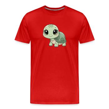 Mintgrüne Kuschelturtle - Männer Premium Bio T-Shirt - Rot - Vorne - Damien (186cm)