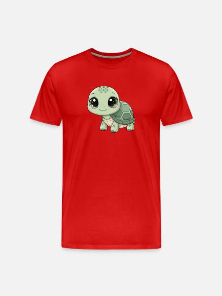 Mintgrüne Kuschelturtle - Männer Premium Bio T-Shirt - Rot