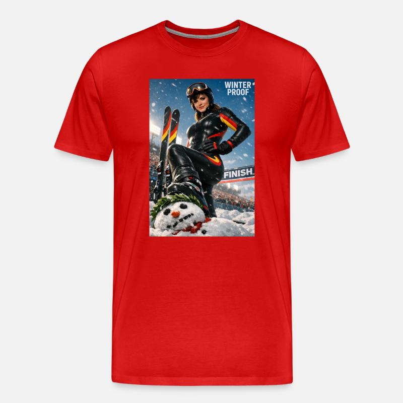 Winter-Sport-Ski-D - Männer Premium Bio T-Shirt - Rot