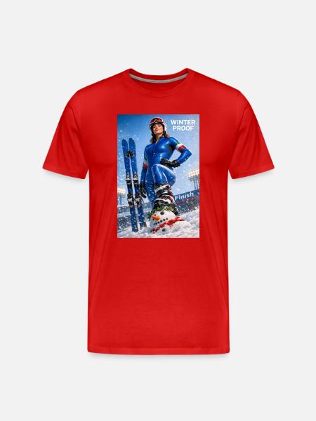 Sport-d’hiver-ski-en - T-shirt bio Premium Homme - rouge