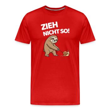 Zieh nicht so Faultier mit Schnecke - Männer Premium Bio T-Shirt - Rot - Vorne - Damien (186cm)