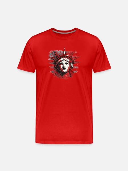Freiheitsstatue mit US-Flagge - Männer Premium Bio T-Shirt - Rot
