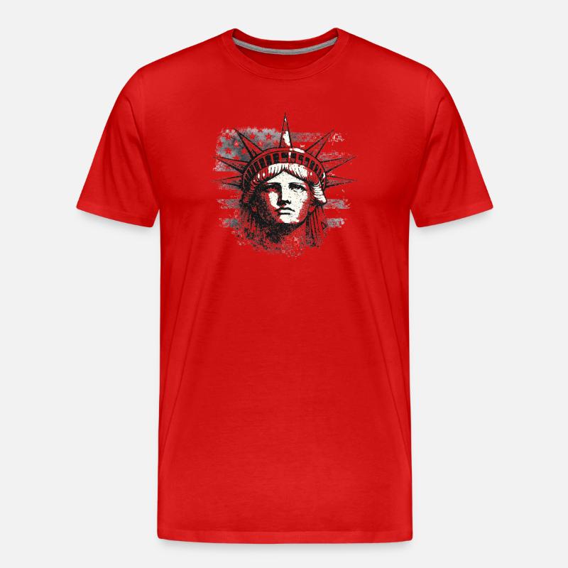 Freiheitsstatue mit US-Flagge - Männer Premium Bio T-Shirt - Rot