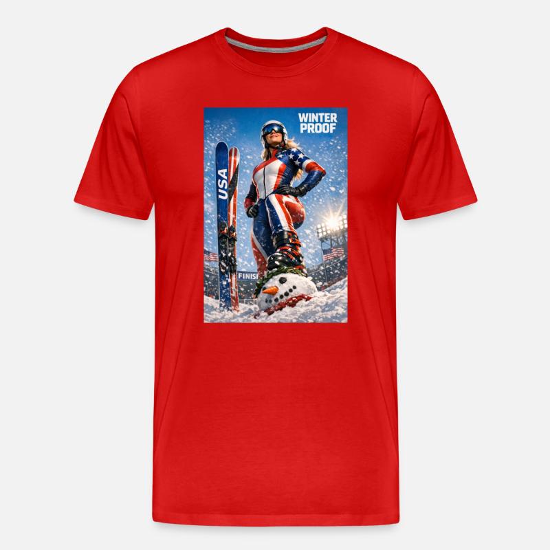 Winter-Sport-Ski-us - Männer Premium Bio T-Shirt - Rot