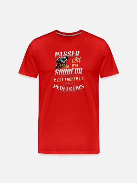 Schweißer Nahe Perfektion: Humor-Job - Männer Premium Bio T-Shirt - Rot