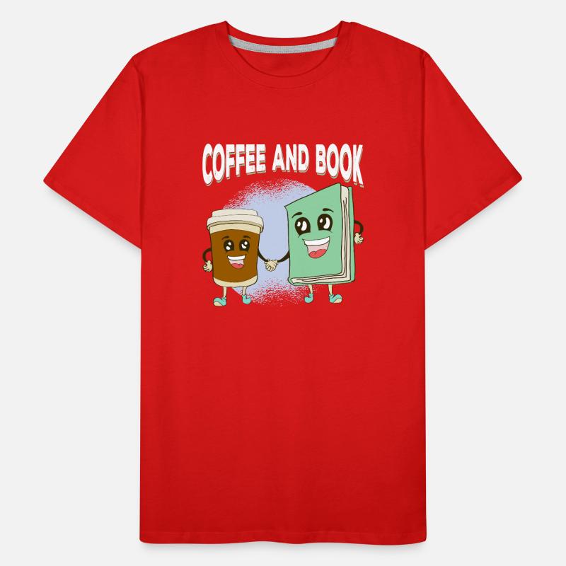 Kaffee trifft Buchfreundschaft Männer Premium Bio T-Shirt