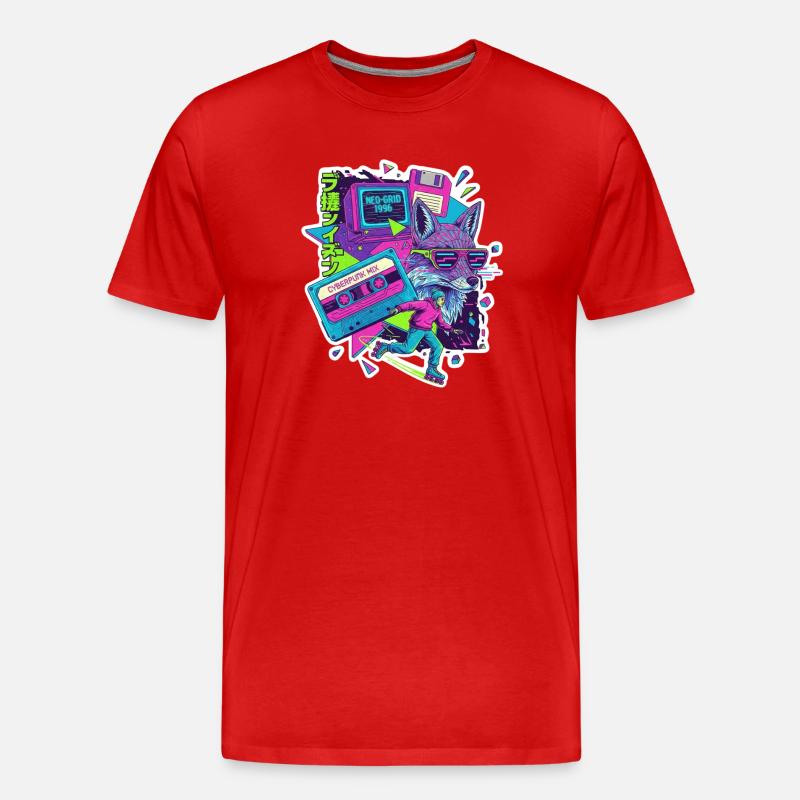 90s Cyber Punk - Männer Premium Bio T-Shirt - Rot