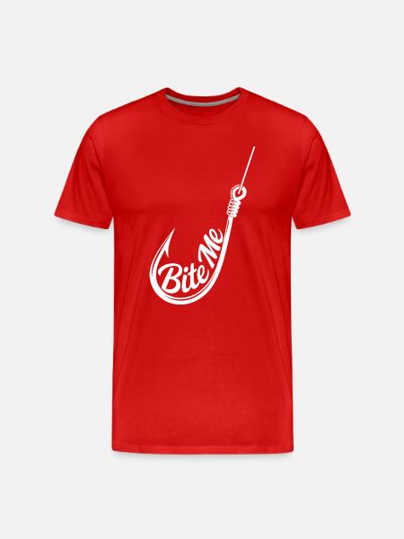 Bite Me Hook Silhouette Tee - Männer Premium Bio T-Shirt - Rot