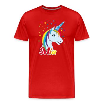 Mia , maiden name, favorite name - Men's Premium Organic T-Shirt - red - Front - Damien (186cm)