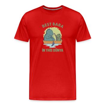 Best Baba in this Dünya – Süßes Dino Angeln - Männer Premium Bio T-Shirt - Rot - Vorne - Damien (186cm)