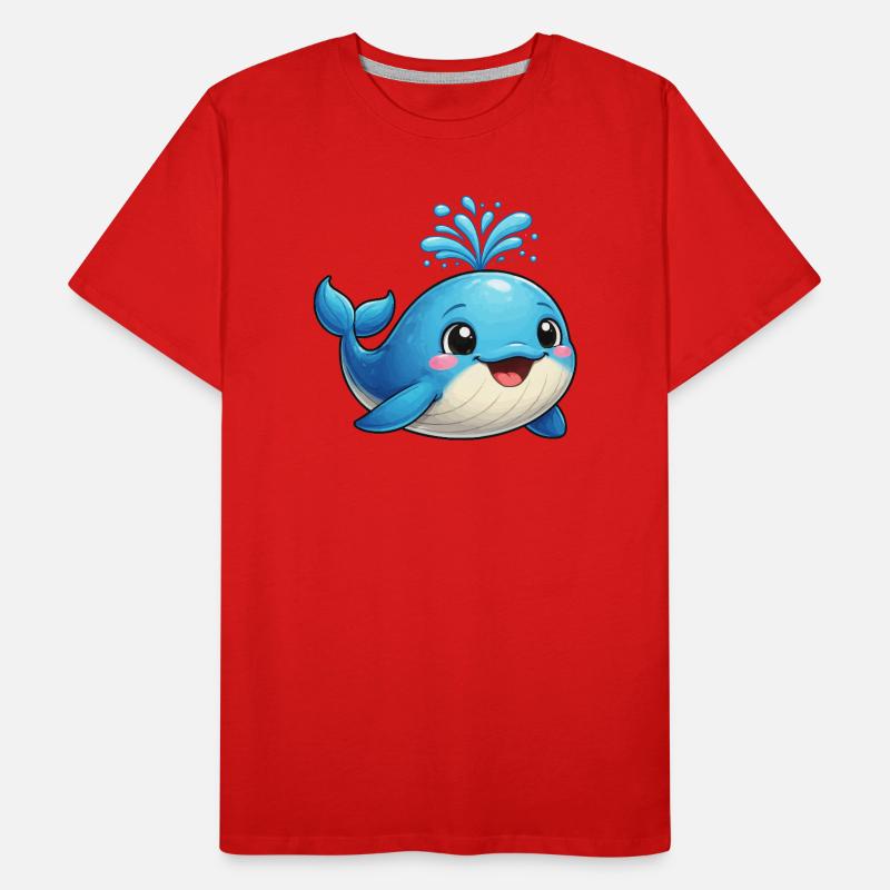 Kleiner blauer Wal mit Wasserfunken Männer Premium Bio T-Shirt