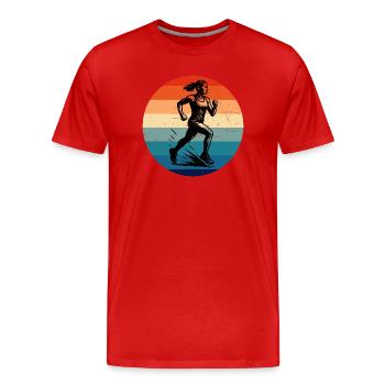 Klassisches Running Motiv - Männer Premium Bio T-Shirt - Rot - Vorne - Damien (186cm)