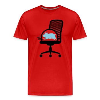  Hamsterrad auf Bürostuhl - Männer Premium Bio T-Shirt - Rot - Vorne - Damien (186cm)